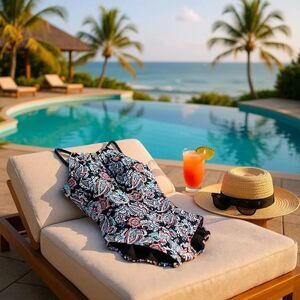 Dreamsuit by Miracle Brand 1 Piece Paisley High Neck Slimming Swimsuit  Size 14